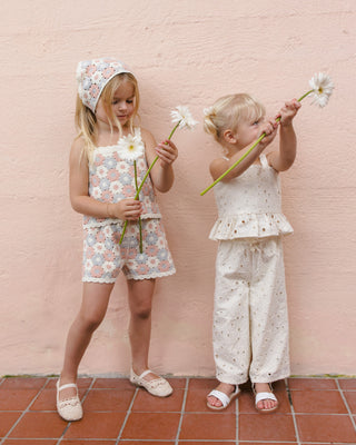 Rylee & Cru Lili Knit Set for girls, blue, light pink, and ivory 2-piece outfit with cozy knit fabric and stylish design.