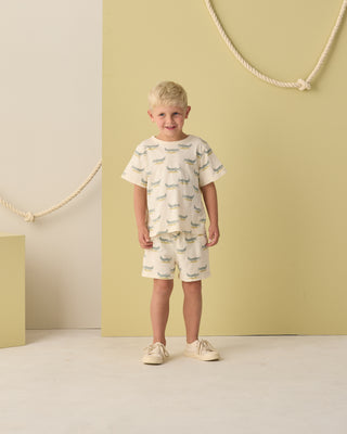 Rylee & Cru alligator-themed 2-piece play set for toddlers, featuring a playful alligator print on comfortable fabric.