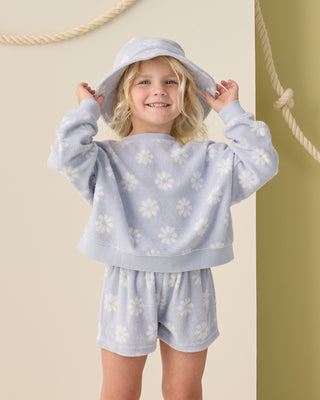 Rylee & Cru Karli outfit set for kids featuring a periwinkle daisy pattern in a comfortable, stylish design.