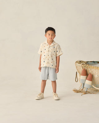 Rylee & Cru stars lapel collar shirt in soft fabric, featuring a playful star pattern and classic button-down style.