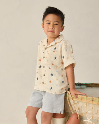 Rylee & Cru stars lapel collar shirt for kids, featuring a playful star print and classic collar design.
