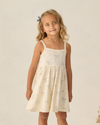 Rylee & Cru Lea Dress for girls featuring sailor bows, soft fabric, and a charming, playful design perfect for special occasions.