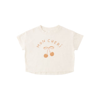 Rylee & Cru Boxy Tee in Mon Cheri natural color, soft cotton shirt with a relaxed fit and short sleeves, casual and comfortable for kids.