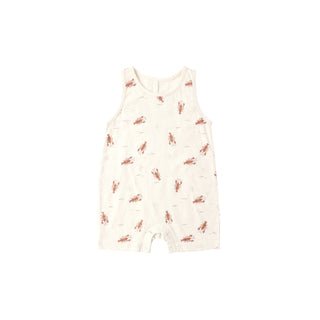 Rylee & Cru Sleeveless One-Piece - Lobster
White romper with small red pattern on a white background