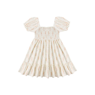 Rylee & Cru Sage Jersey Dress with seahorse print, soft ivory fabric, and long sleeves for a cute, comfortable children's dress.