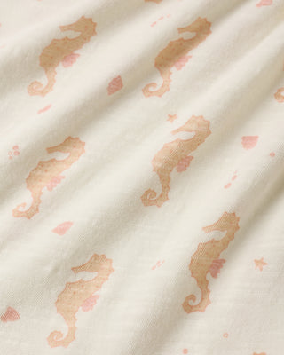 Rylee & Cru Sage Jersey Dress with seahorse print, featuring a soft ivory fabric and comfortable fit for young children.
