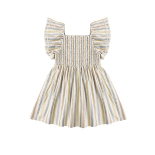 Rylee & Cru Lindsay Dress in Valencia Stripe, a cute toddler dress with colorful striped pattern and soft fabric.