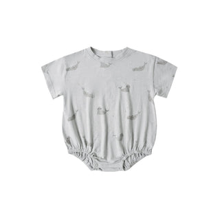 Blue Rylee & Cru Relaxed Bubble Romper with seal print, soft fabric and relaxed fit for comfortable baby wear.