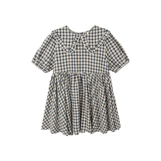 Rylee & Cru Camille Dress - Navy Check Navy and white checkered dress on a white background