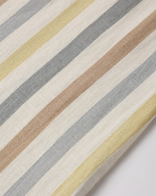 Rylee & Cru Mavrick romper in Valencia Stripe, featuring a natural-colored baby romper with playful stripe pattern.