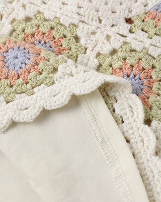 Rylee & Cru crochet tank top and matching shorts set in citron daisy check, ivory color, for toddler girls.