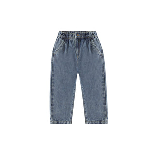 Rylee & Cru Baggy Pant - Indigo Denim Blue denim pants on a white background