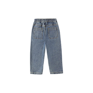 Rylee & Cru Baggy Pant - Indigo Denim Blue denim pants on a white background