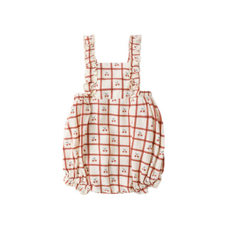 Rylee & Cru Chiara Romper - Cherry Check
Checkered baby romper with floral details on a white background