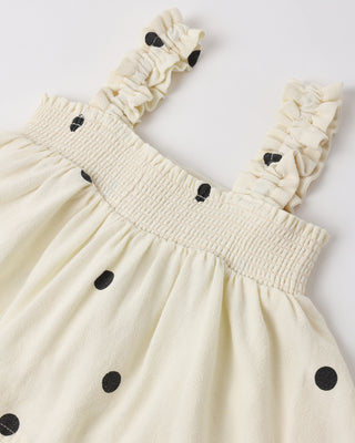 Rylee & Cru Lala polka dot outfit set for babies, featuring a cute, natural-colored top and matching bottoms.