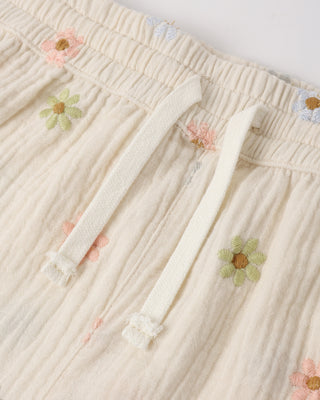 Rylee & Cru Kayli outfit set with embroidered daisies in natural color, featuring a top and matching bottoms for kids.