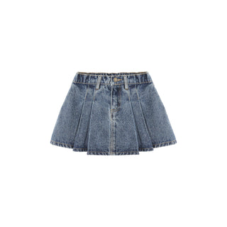 Rylee & Cru Pleated Denim Skirt - Indigo Denim
Blue denim skirt on a white background