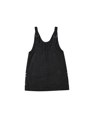 Rylee & Cru V-Neck Overall Dress - Washed Black
Black denim pinafore dress on a white background