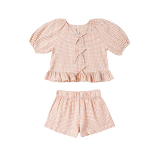 Rylee & Cru Juniper Petal Gingham 2-piece outfit for kids, featuring a cute gingham top and matching bottoms.