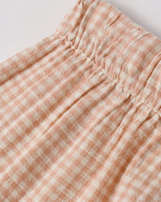 Rylee & Cru Juniper Petal Gingham 2-piece outfit for pets, featuring a cute gingham pattern in pink and white.