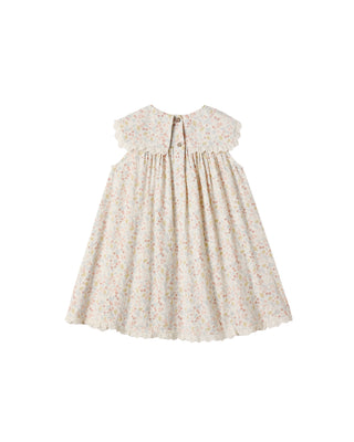 Rylee & Cru Porter Dress in Summer Garden print, ivory cotton dress with floral pattern and sleeveless design for girls.