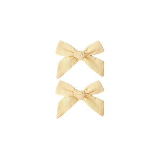 Rylee & Cru lemon bow clip set for hair accessories, featuring bright yellow fabric bows on alligator clips.