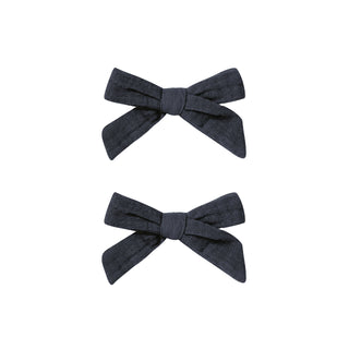 Rylee & Cru Bow Set - Navy Two dark blue hair bows on a white background
