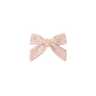 Rylee & Cru Petal Gingham Bow hair accessory with pink and white gingham fabric for pet or child hair styling.