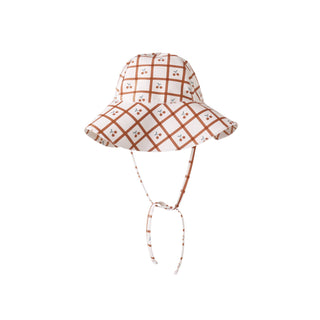 Rylee & Cru Floppy Swim Hat - Cherry Check
Plaid patterned sun hat with a tie on a white background