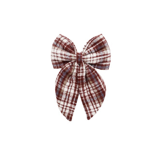 Rylee & Cru Oversized Bow - Burgundy Plaid Plaid bow on a white background