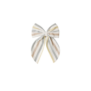 Rylee & Cru oversized bow hair accessory in Valencia Stripe, natural fabric with large bow design for stylish hair decoration.