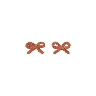 Rylee & Cru Crochet Bow Clip Set - Poppy
Two brown bow-shaped earrings on a white background