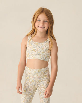 Play by Rylee & Cru Swift Sports Bra in Citron Bloom with supportive design and vibrant floral pattern.