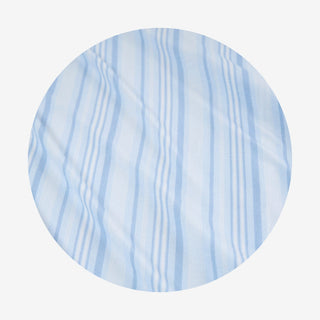 Posh Peanut Footie Zippered One Piece - Richie
A circular fabric swatch showing a light blue and white vertical stripe pattern on a plain white background.