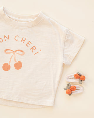 Rylee & Cru Mon Cheri boxy T-shirt featuring a relaxed fit and soft fabric, shown styled with casual flats.