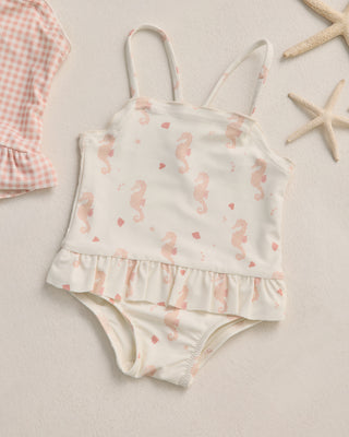 Rylee & Cru Tori Skirted One-Piece Swimsuit with seahorse print, featuring a colorful, playful design for kids.