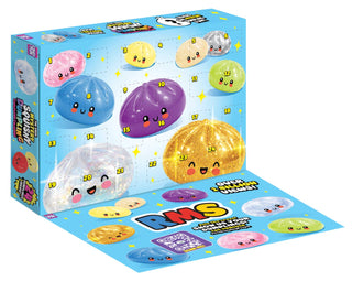 RMS® Crazy Fun™ Dumpling Advent Squishy Calendar 2026
Box of colorful 'BMS' toys with smiling faces on a white background