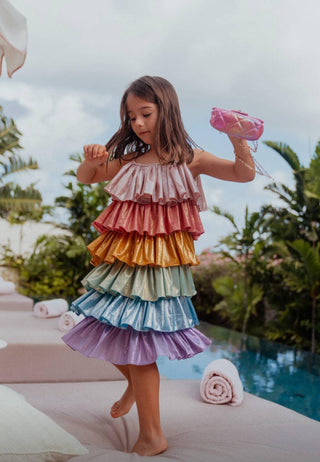 Lola & the Boys, Lola and The Boys Rainbow Metallic Tiers Dress - Basically Bows & Bowties