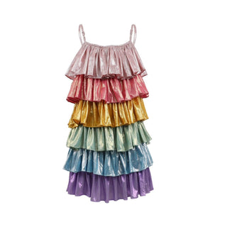 Lola and The Boys Rainbow Metallic Tiers Dress
