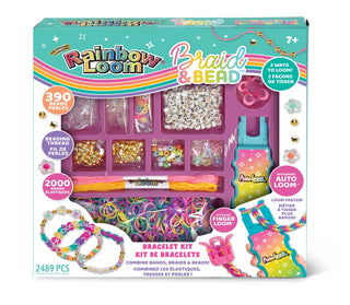 Rainbow Loom Braid & Bead Kit
Rainbow Loom bracelet and bead kit packaging with colorful design and product details.