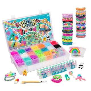Rainbow Loom Mega Combo Set
Rainbow Loom Mega Combo Set with colorful rubber bands, loom, and accessories on a white background