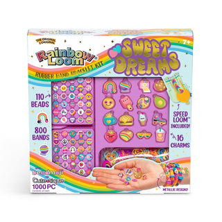 Rainbow Loom Sweet Dreams Set
Rainbow Loom Sweet Dreams bracelet kit packaging with colorful design and text.
