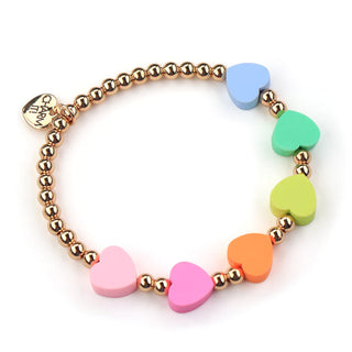 Charm It! Gold Multi Rubber Heart Stretch Bead Bracelet