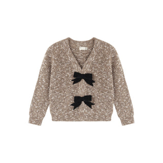 Rylee & Cru Bow Cardigan - Heathered Stone