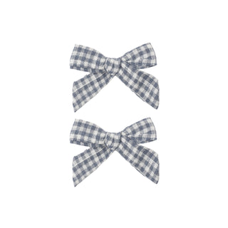 Rylee & Cru Bow Clip Set - Marine Gingham