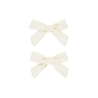 Rylee & Cru Bow Set - Ivory
Two cream-colored hair bows on a white background