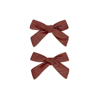 Rylee & Cru Bow Set - Ruby
Two brown fabric bows on a white background