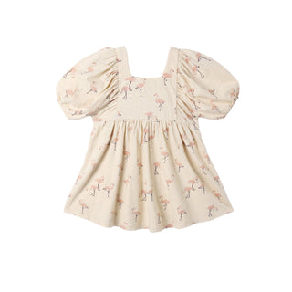 Rylee & Cru Brea Dress - Flamingo
Beige dress with puff sleeves and a floral pattern on a white background