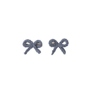 Rylee & Cru Crochet Bow Clip Set - Marine
Pair of blue bow-shaped earrings on a white background