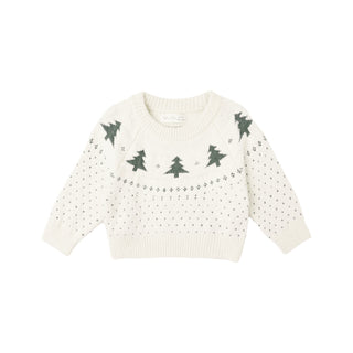 Rylee & Cru Fairisle Sweater - Trees
White sweater with green tree patterns on a white background
